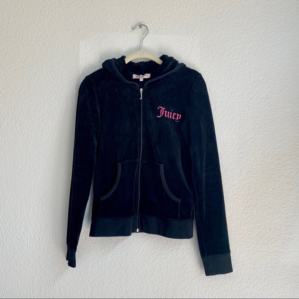 Vintage Juicy Couture Black Velour Zip Hoodie